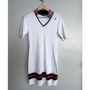MOVETES white nylon cricket pickleball athletic golf preppy polo sport dress